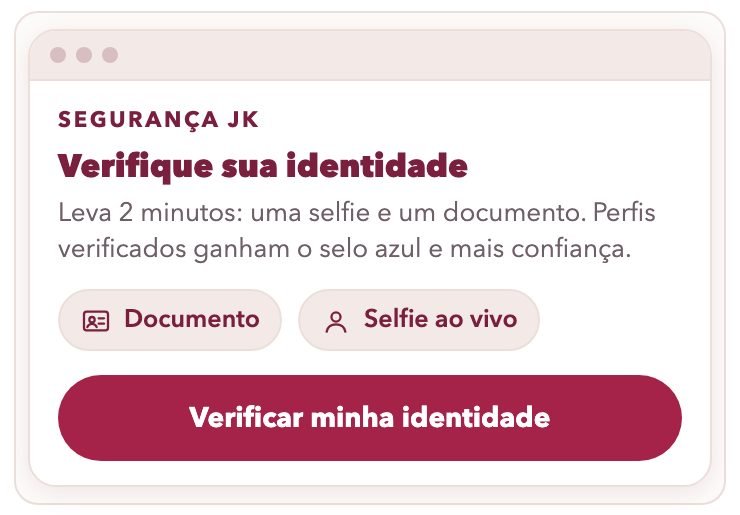 Tela do app: verifique sua identidade com documento e selfie ao vivo e ganhe o selo azul